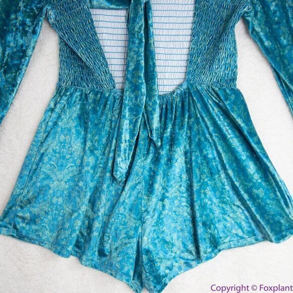 NEW Free‎ People Bali Tightrope Romper In Turquoise Combo, M - Picture 9 of 16